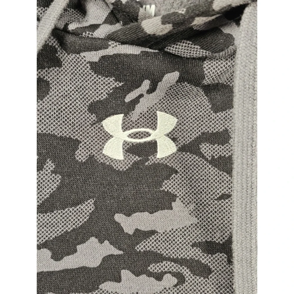 Under‎ Armour Mens Hoodie Rival Fleece Camo AOP HD Grey Black Long Sleeve Medium
